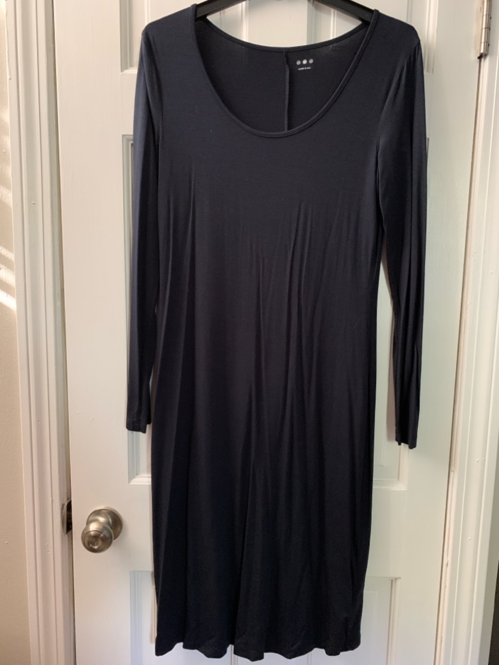 Three Dots Women’s Indigo Long-Sleeve Scoop Neck Dress